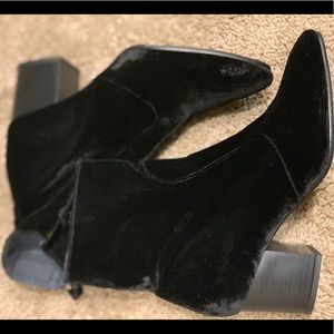 Black velvet ankle boots